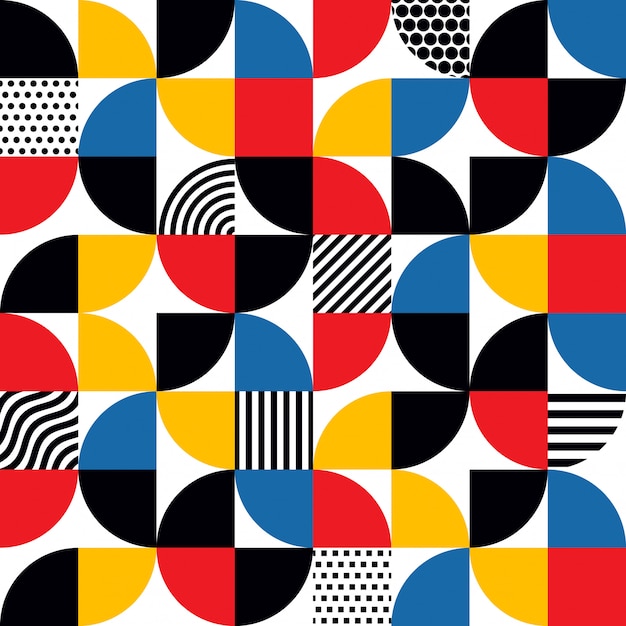 Seamless bauhaus style abstract geometric pattern