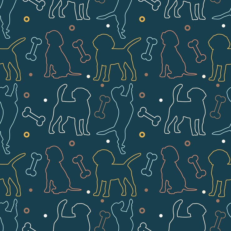 Vector seamless beagle pattern cartoon home pet set of cute puppies for print posters and postcard vector beagle animal background funny little doggy seamless pattern