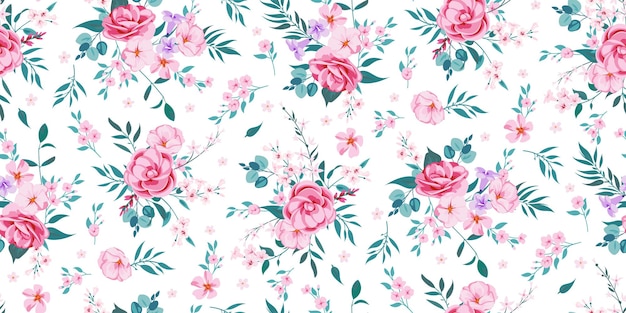 Seamless beautiful spring floral background for dresses