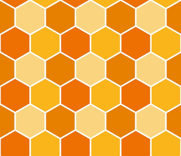 Seamless bee honeycomb pattern, art background template. Vector honey texture