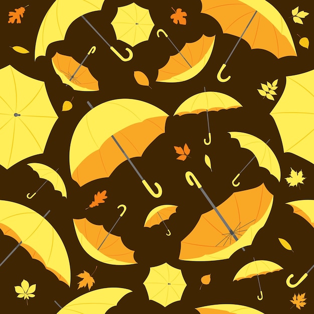 Seamless black background with yellow umbrellas vector