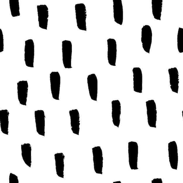 Motivo a pennello in bianco e nero senza cuciture. fondo disegnato a mano monocromatico astratto nel design scandinavo. illustrazione vettoriale.