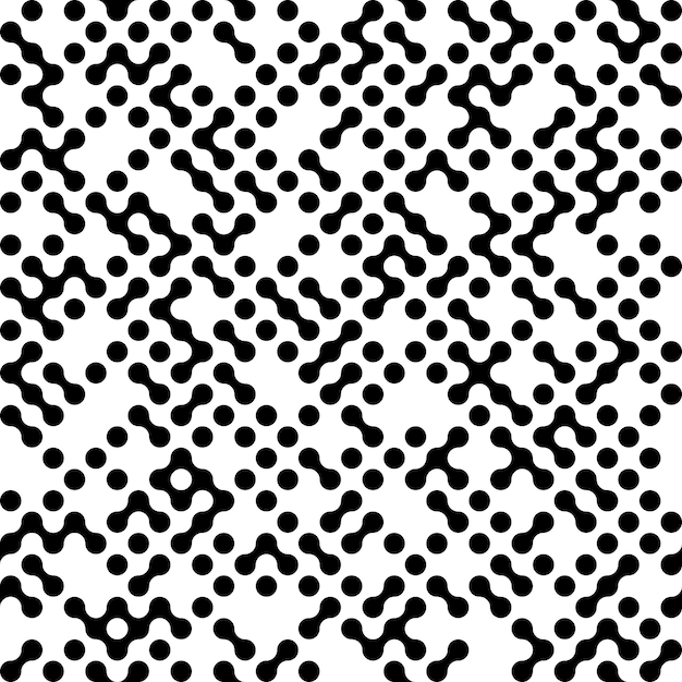 Seamless black and white metaball conection abstract background connected dots vector