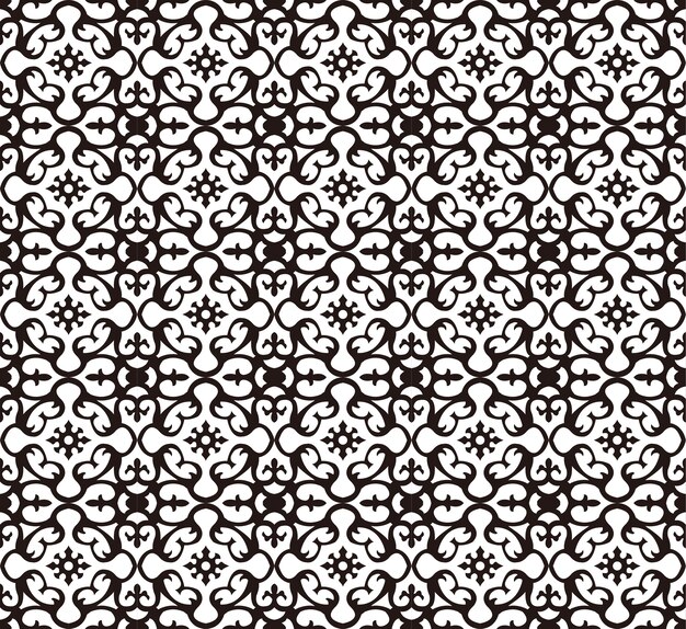 Seamless black white spiral kaleidoscope flower pattern