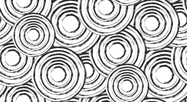 Vector seamless black and white texture with grunge circles vector bac