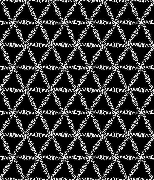 Seamless black and white tilde or jagged pattern. Lattice pattern design, notches, monochromatic.