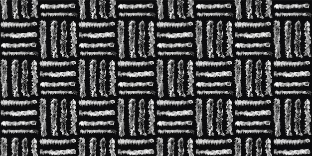 원활한 검정 흰색 수채화 사각형 줄무늬 패턴입니다. 배너 디자인 벡터