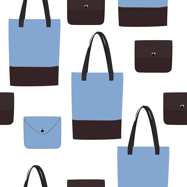 Vector seamless blue bag pattern.