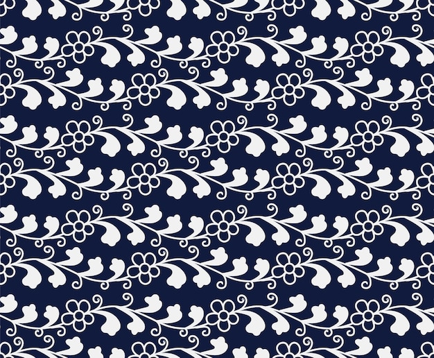 Seamless Blue Damask Pattern.