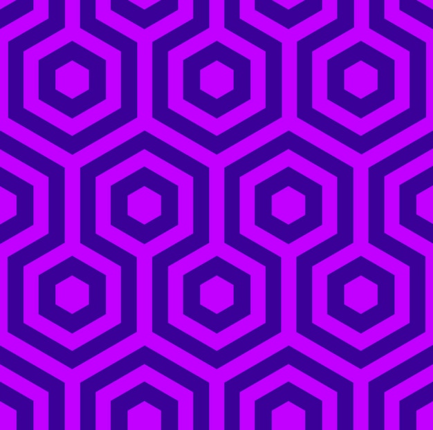 Бесшовный синий фиолетовый рисунок шестиугольников Фиолетовый фон для упаковки