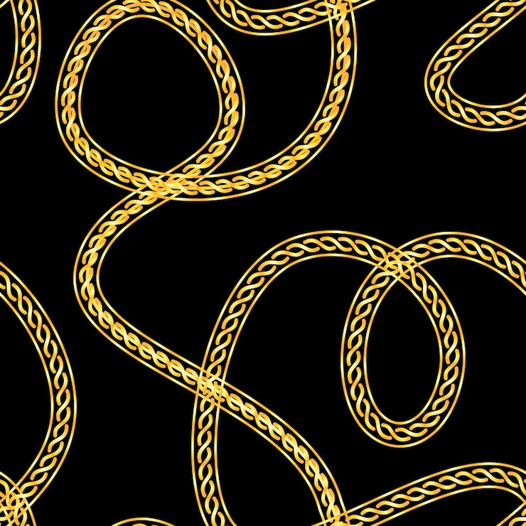 Vector seamless bohemian pattern with gold chains