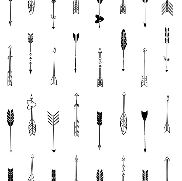 Seamless boho pattern of sketched arrows