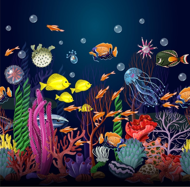 海の草や魚などの生息者との接続のない境界線