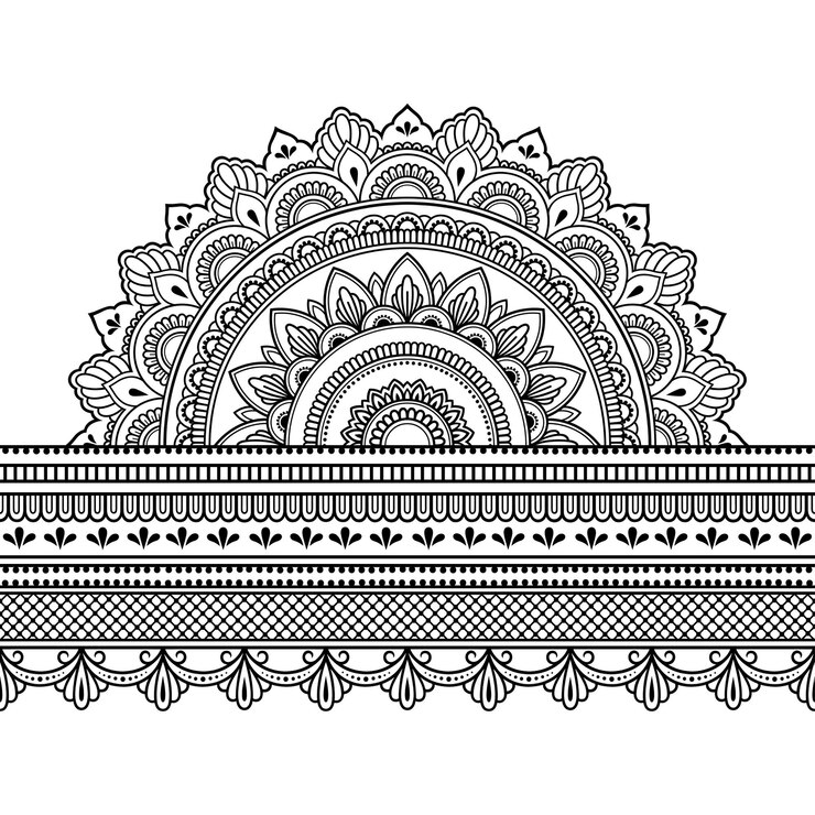 Vector seamless borders with mandala