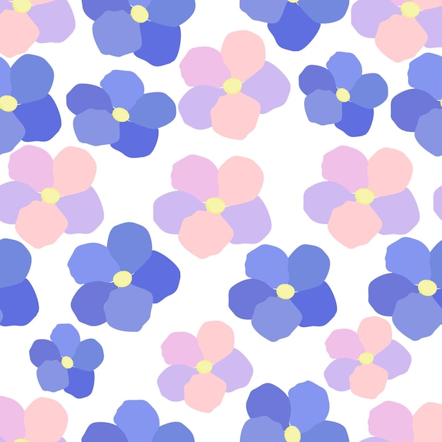 Seamless botanical pattern blue wildflowers