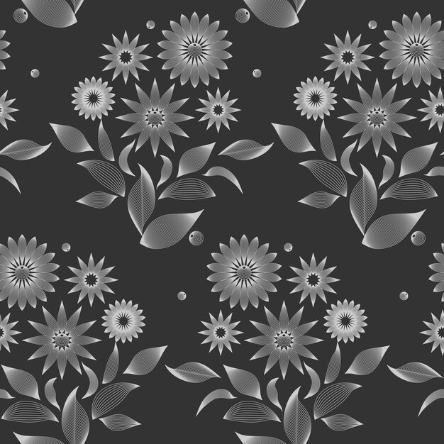 seamless botanical pattern of painted oriental motifs