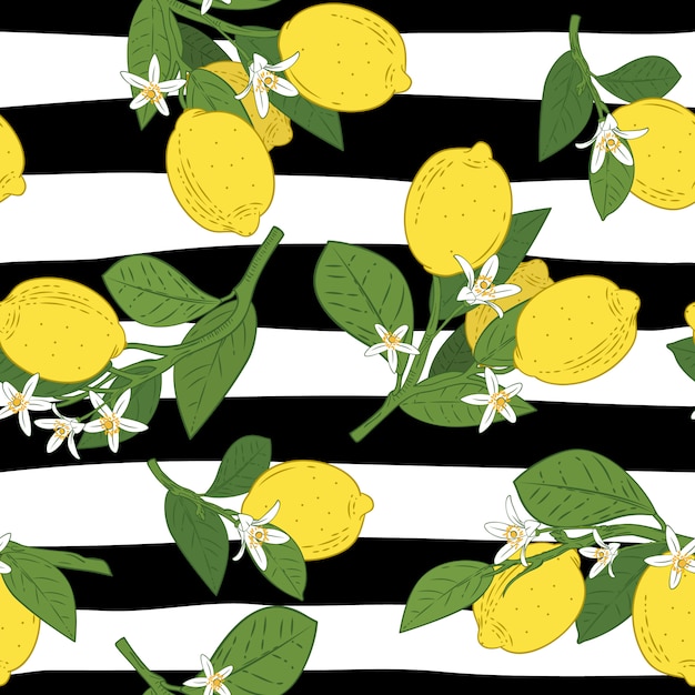 Seamless of branches with lemons