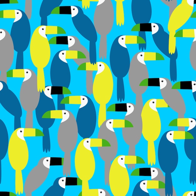 Seamless bright pattern with toucan Vector summer background