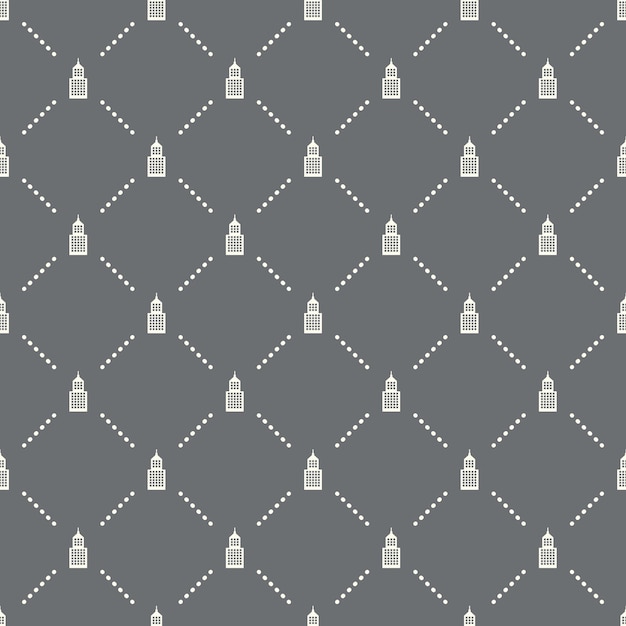 Seamless building pattern on a dark background. building icon creative design. can be used for wallpaper, web page background, textile, print ui/ux