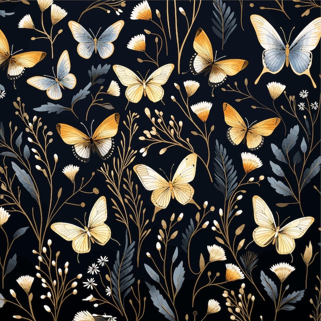 Seamless Butterfly Bird and Leaf Pattern Natureinspired Design