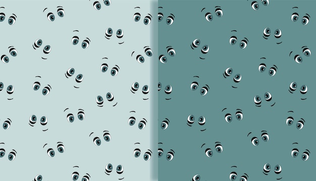 Seamless cartoon eyes pattern set