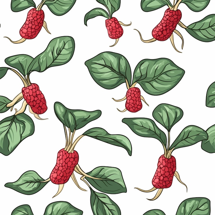 Vector seamless cartoon ginseng plant pattern vector