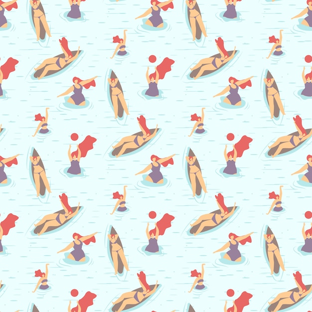 seamless cartoon pattern summer sport motivate