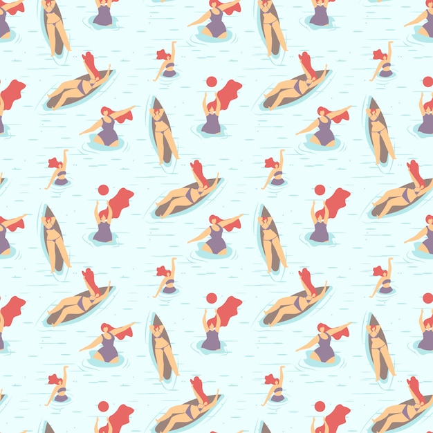 Vector seamless cartoon pattern summer sport motivate