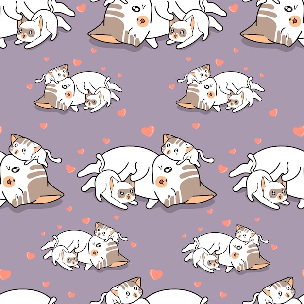 Seamless cats and babies pattern