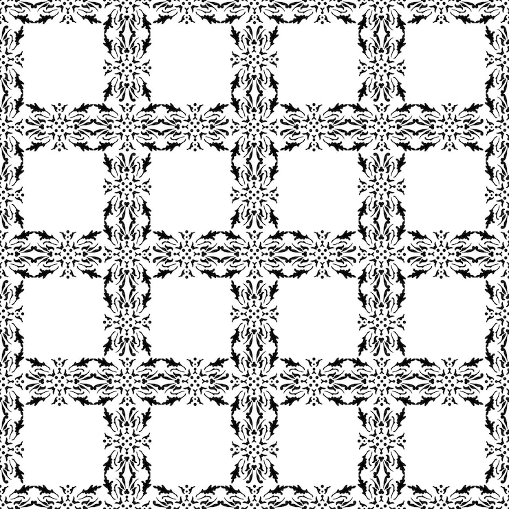 Vector seamless checkered background of vintage floral tracery