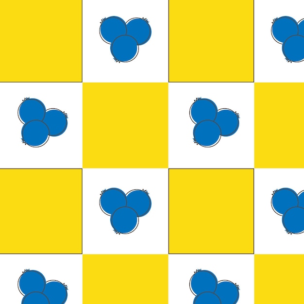 Seamless checkered pattern with blueberries