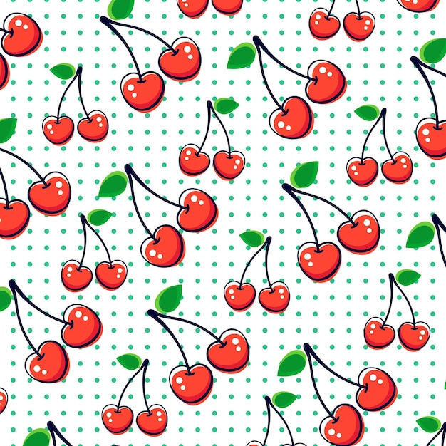 Vector seamless cherry pattern