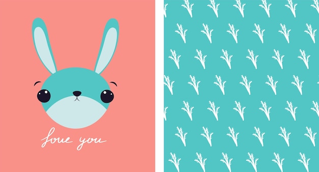 토끼와 함께 무 없는 유치한 패턴 아기 천 섬유 벽지 포스트카드에 적합합니다.
