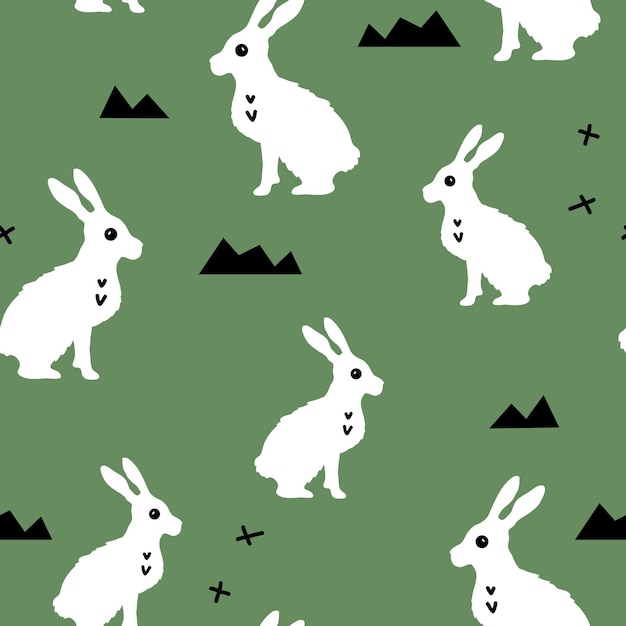 Seamless childish scandinavian pattern with cute animal