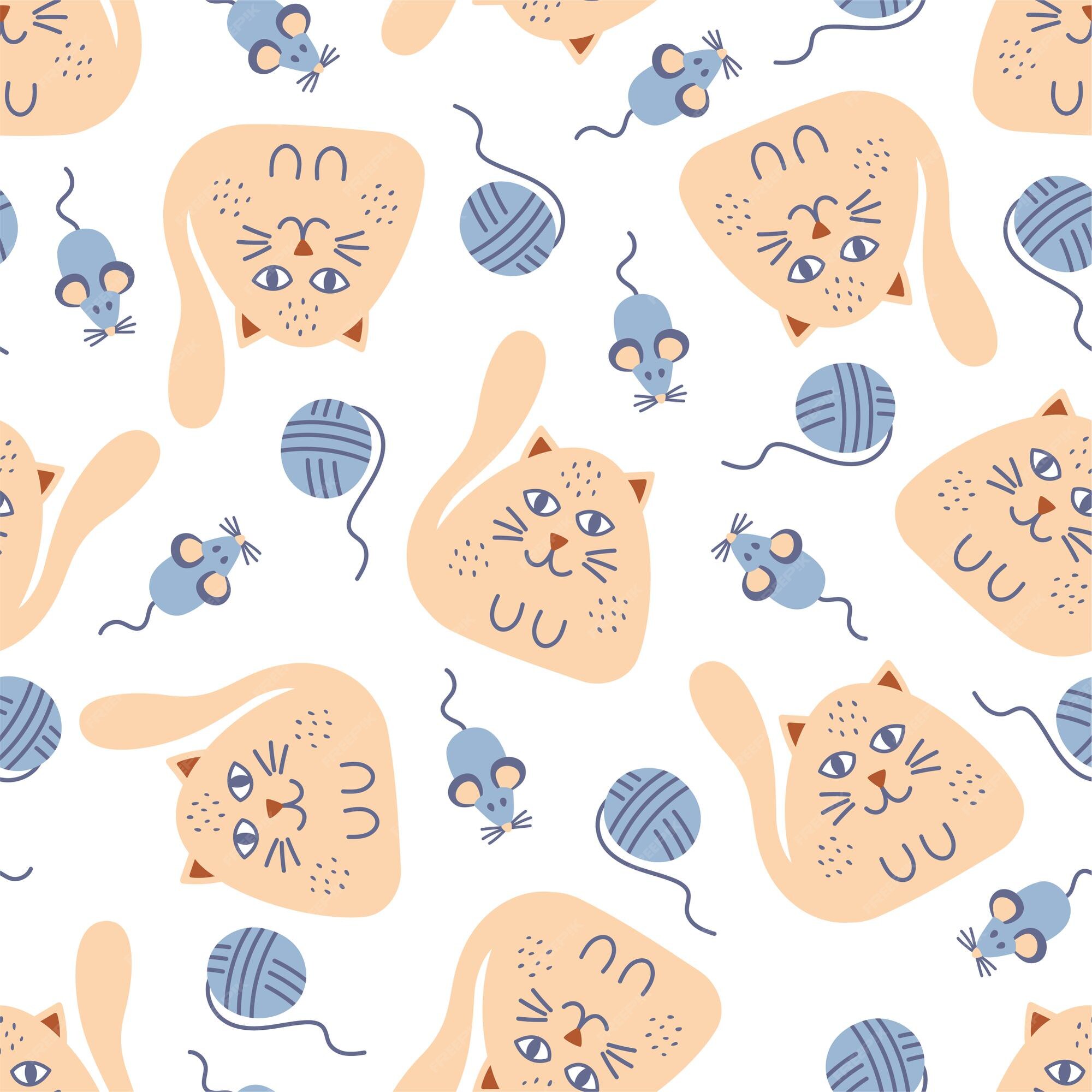 Kawaii Cat Fabric, Wallpaper and Home Decor