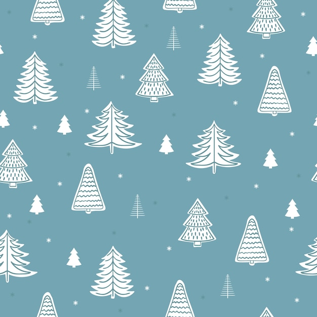 Seamless Christmas background with decorative Christmas trees