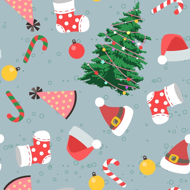 Seamless christmas day in cartoon style pattern