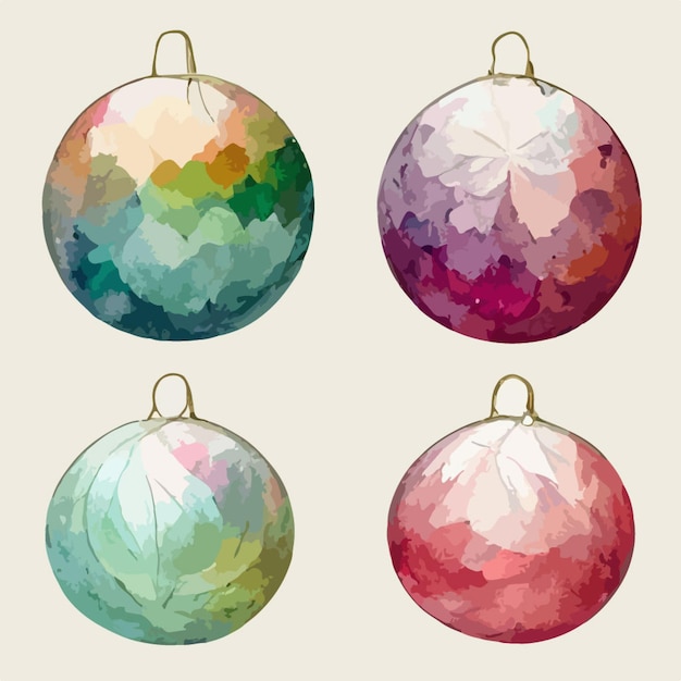 Vector seamless christmas decoration balls watercolor xmas balls endless pattern newyear collection