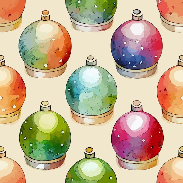 Seamless christmas decoration bubbles aquarelle balls endless pattern Newyear collection