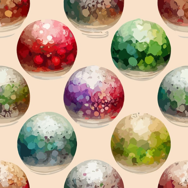 Seamless christmas decoration bubbles aquarelle xmas balls endless background pattern