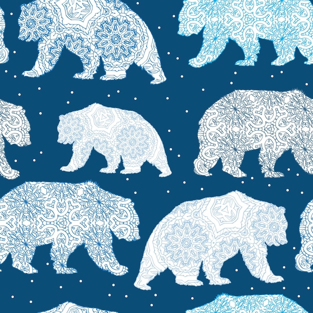 Seamless Christmas decorative pattern with polar bear