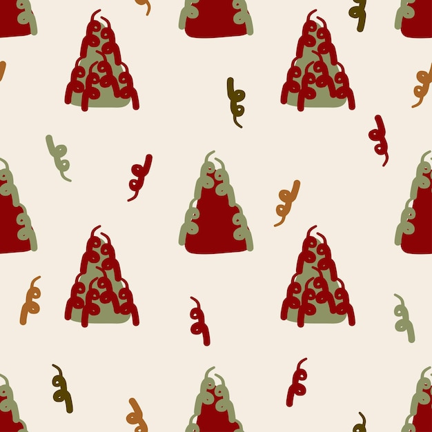 Seamless  christmas festive pattern background with abstract pine tree