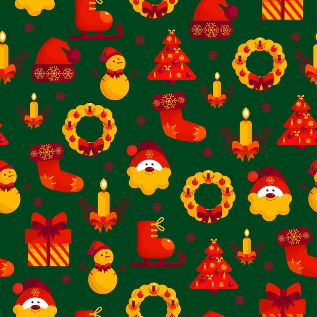 Seamless Christmas pattern Christmas design elements vector Highquality flat design