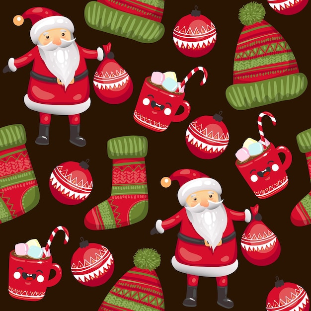 Seamless christmas pattern. Christmas elements. Vector EPS 10
