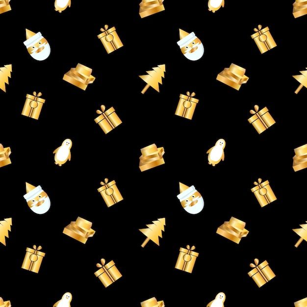 Seamless christmas pattern created in golden gradient christmas repeat pattern for gift cover packaging wrapping paper fabric