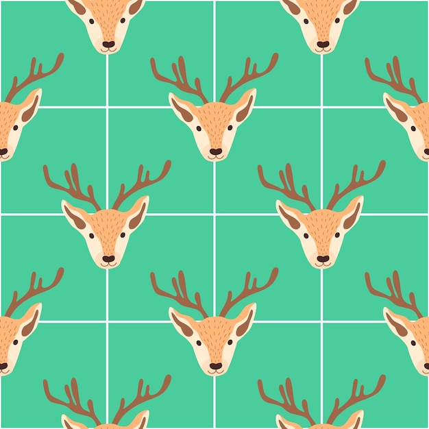 Seamless christmas pattern with deer vector illustration