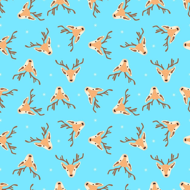 Seamless Christmas pattern with deer Vector illustration