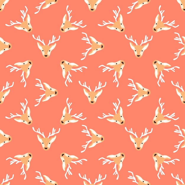 Seamless Christmas pattern with deer Vector illustration