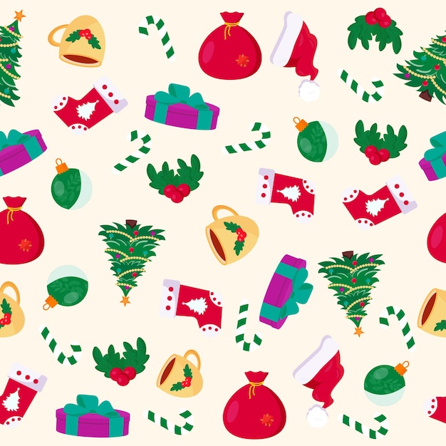 Seamless christmas pattern with elements vector illustration