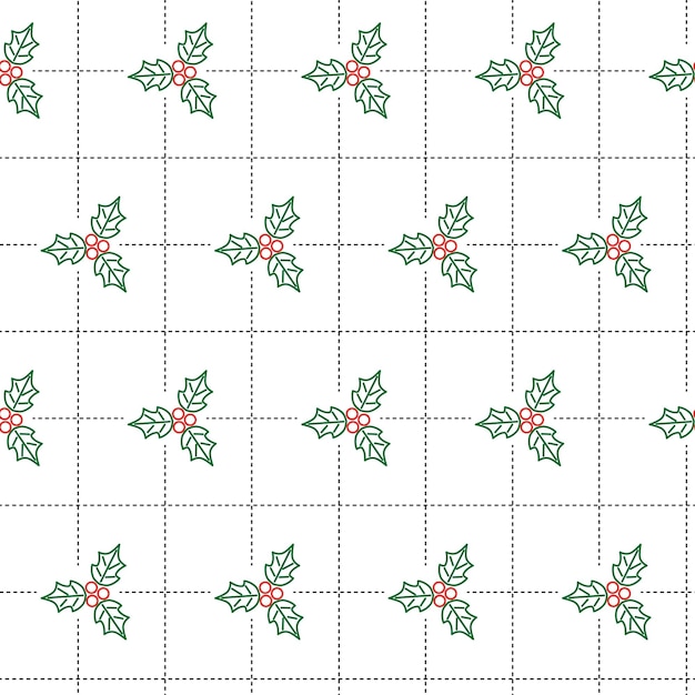 Seamless Christmas Pattern With Holly Berry